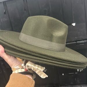 Olive green felt Panama hat